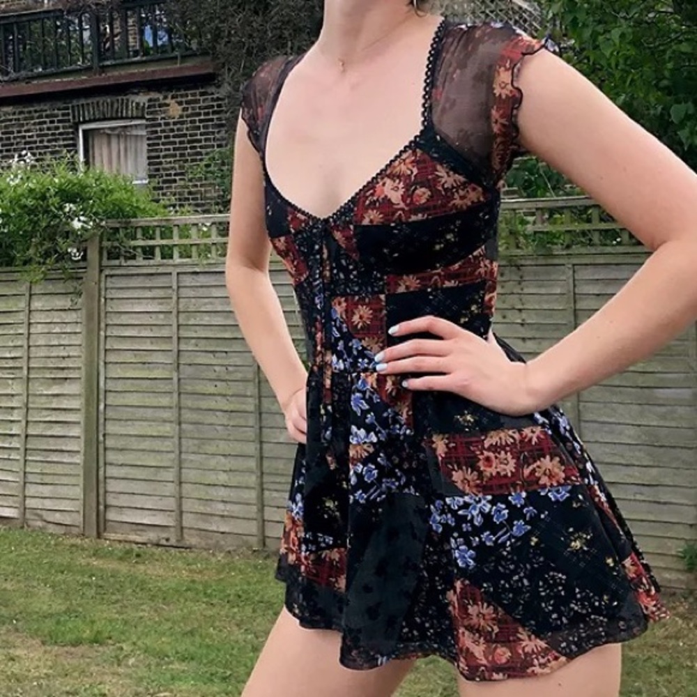Urban Outfitters Patchwork Milly Mesh Romper